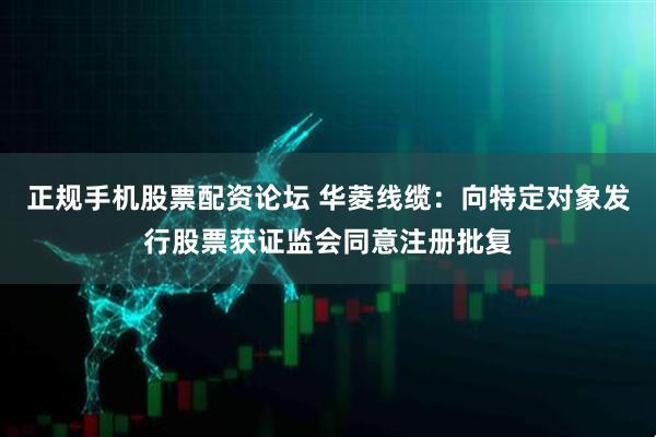 正规手机股票配资论坛 华菱线缆：向特定对象发行股票获证监会同意注册批复